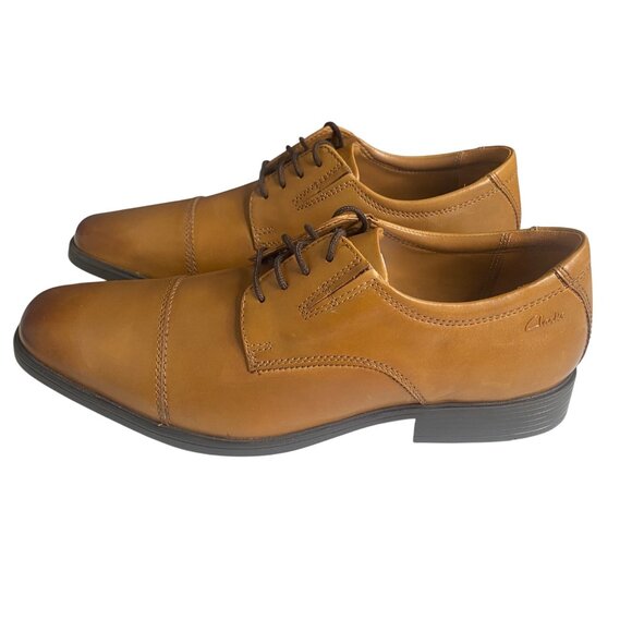 Clarks Tilden Cap Leather Oxford Dress Shoes Mens Size 11M Dark Tan Dress Shoe C - Picture 8 of 14